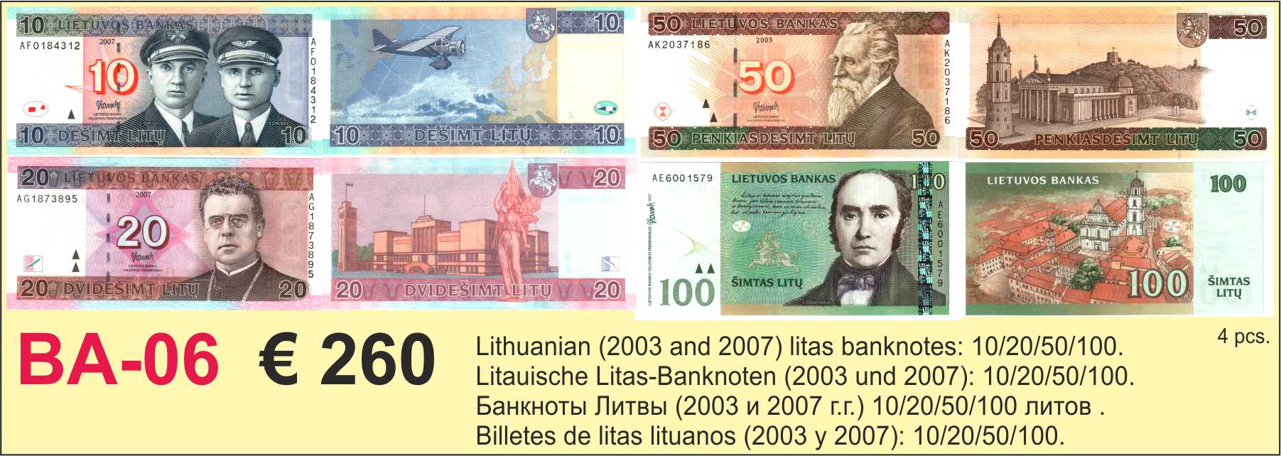 Lithuanian Litas banknotes